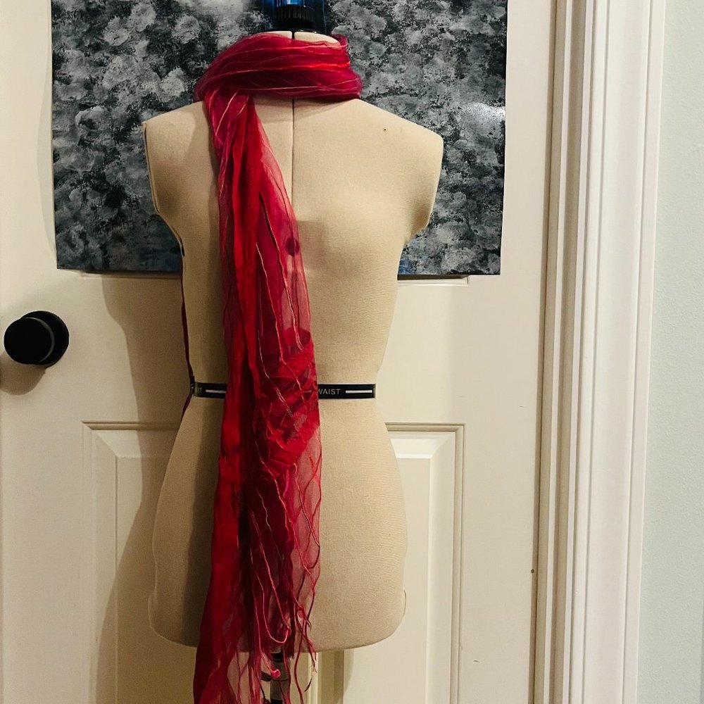 Very Berry Color Sheer Striped Scarf